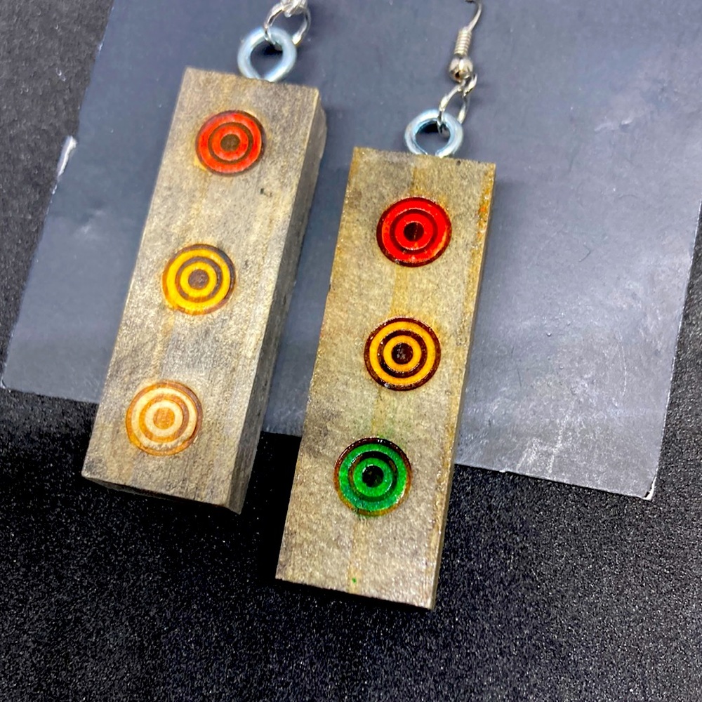 Traffic Light tumbling tower original earrings